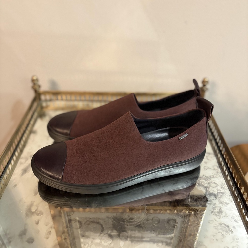 Ecco Biom Shoes Womens Size 11 Brown Fabric Slip On Comfort Walking Casual EU 42